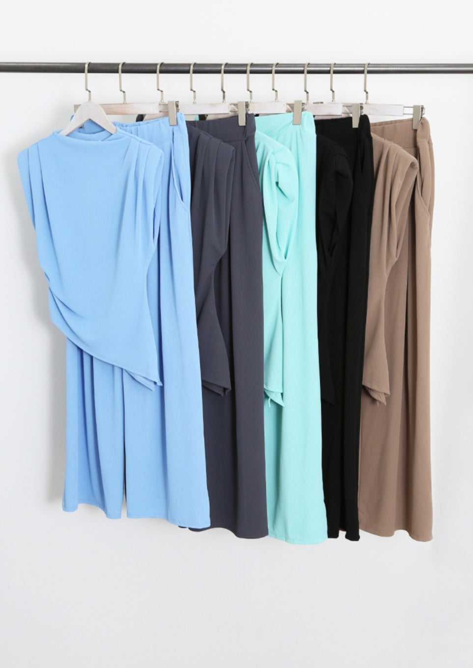 Asymmetric Hem Top And Wide Leg Trouser set