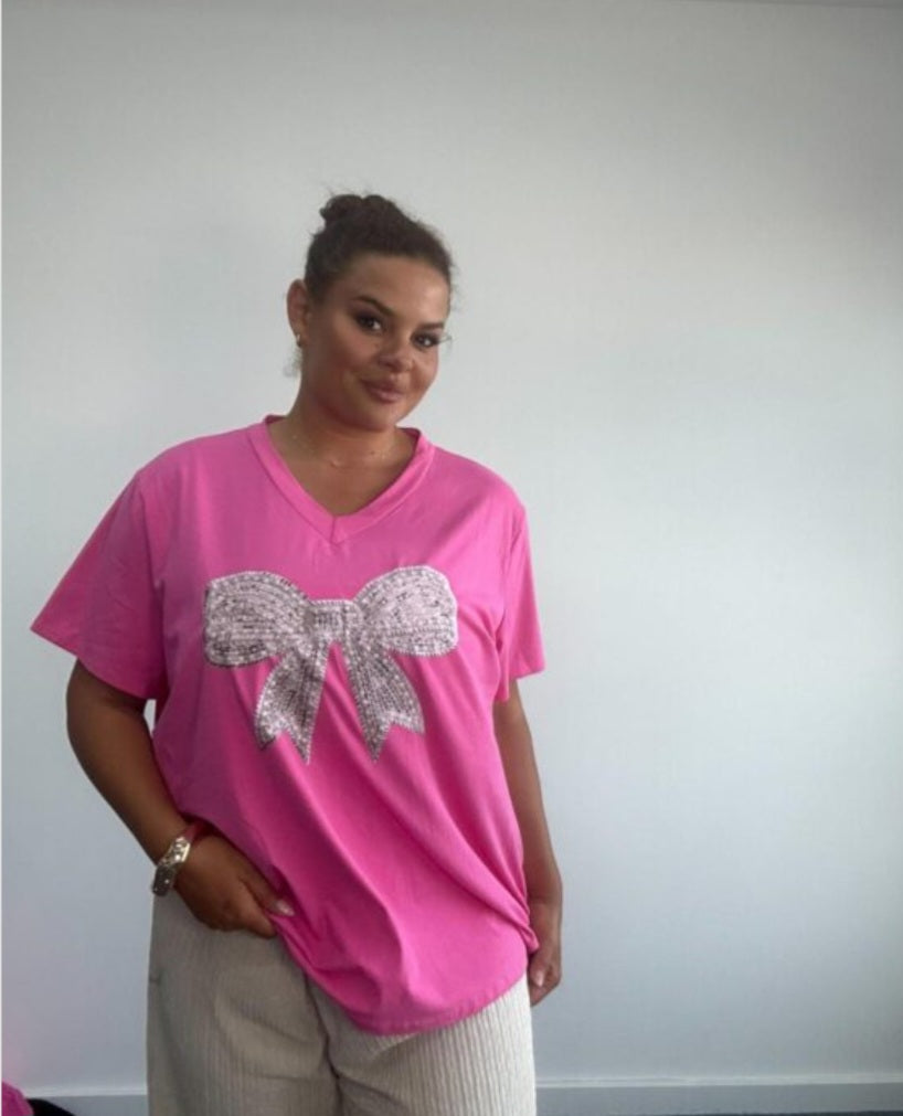 Curve bow T Shirt