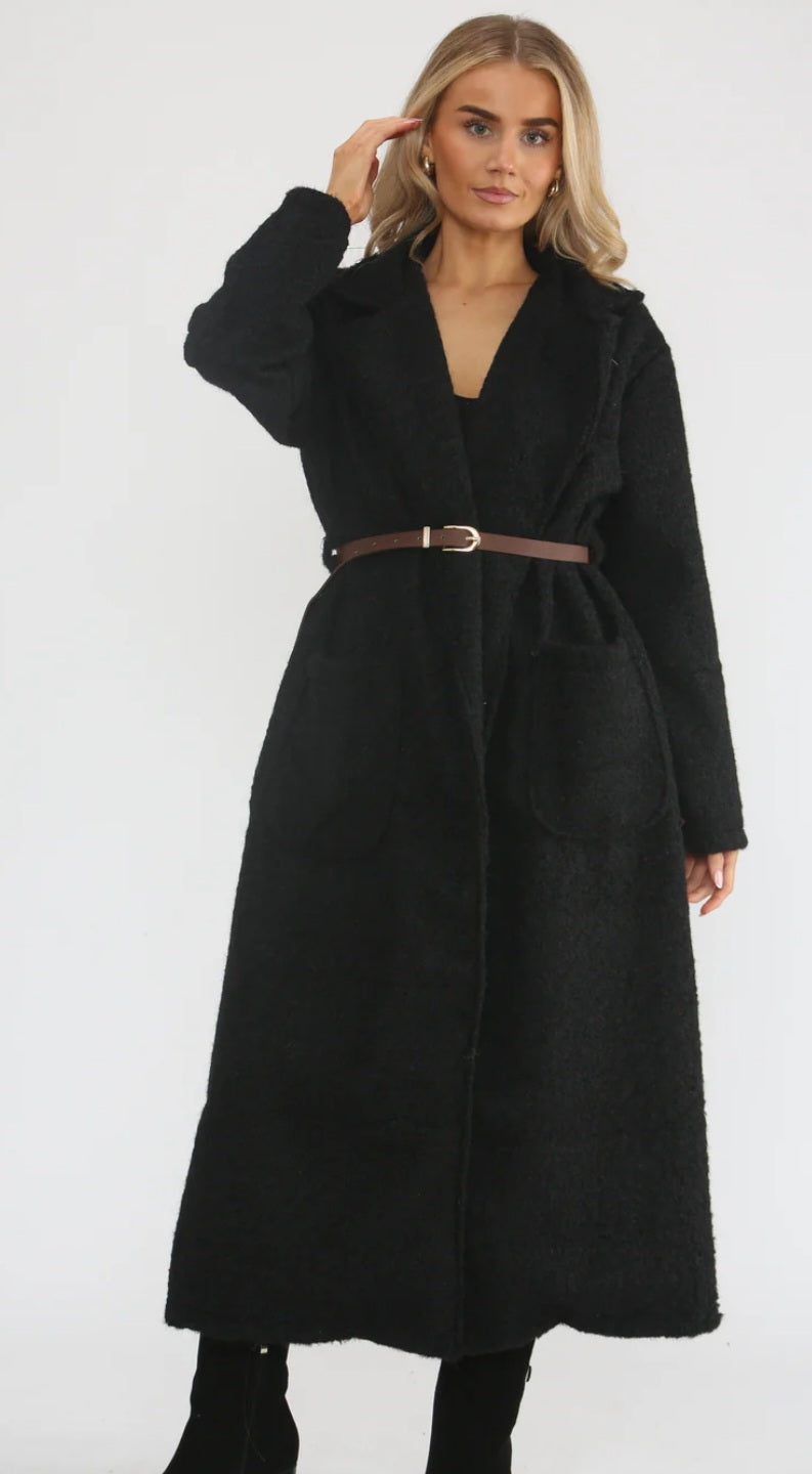 BOUCLE BELTED  COAT