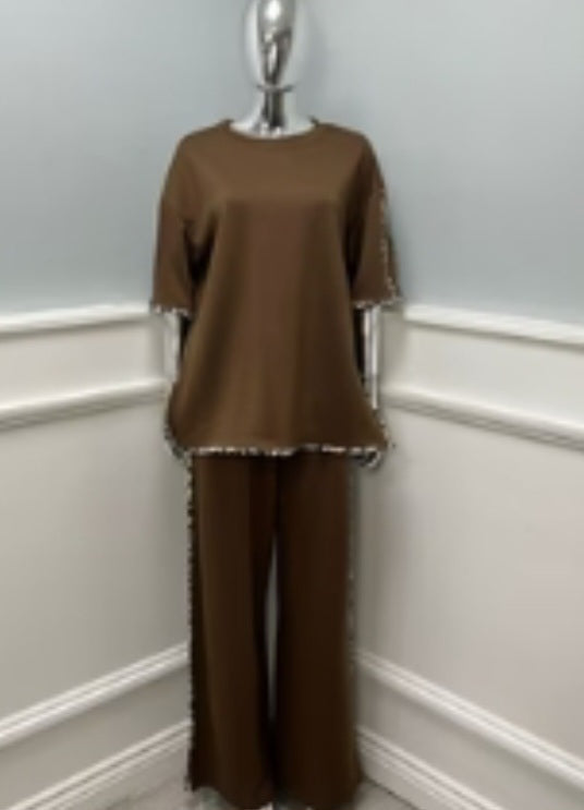 Leopard trim coord set