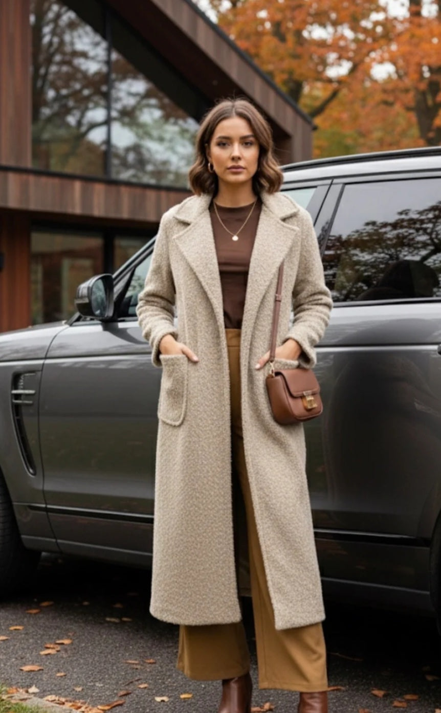 BOUCLE BELTED  COAT