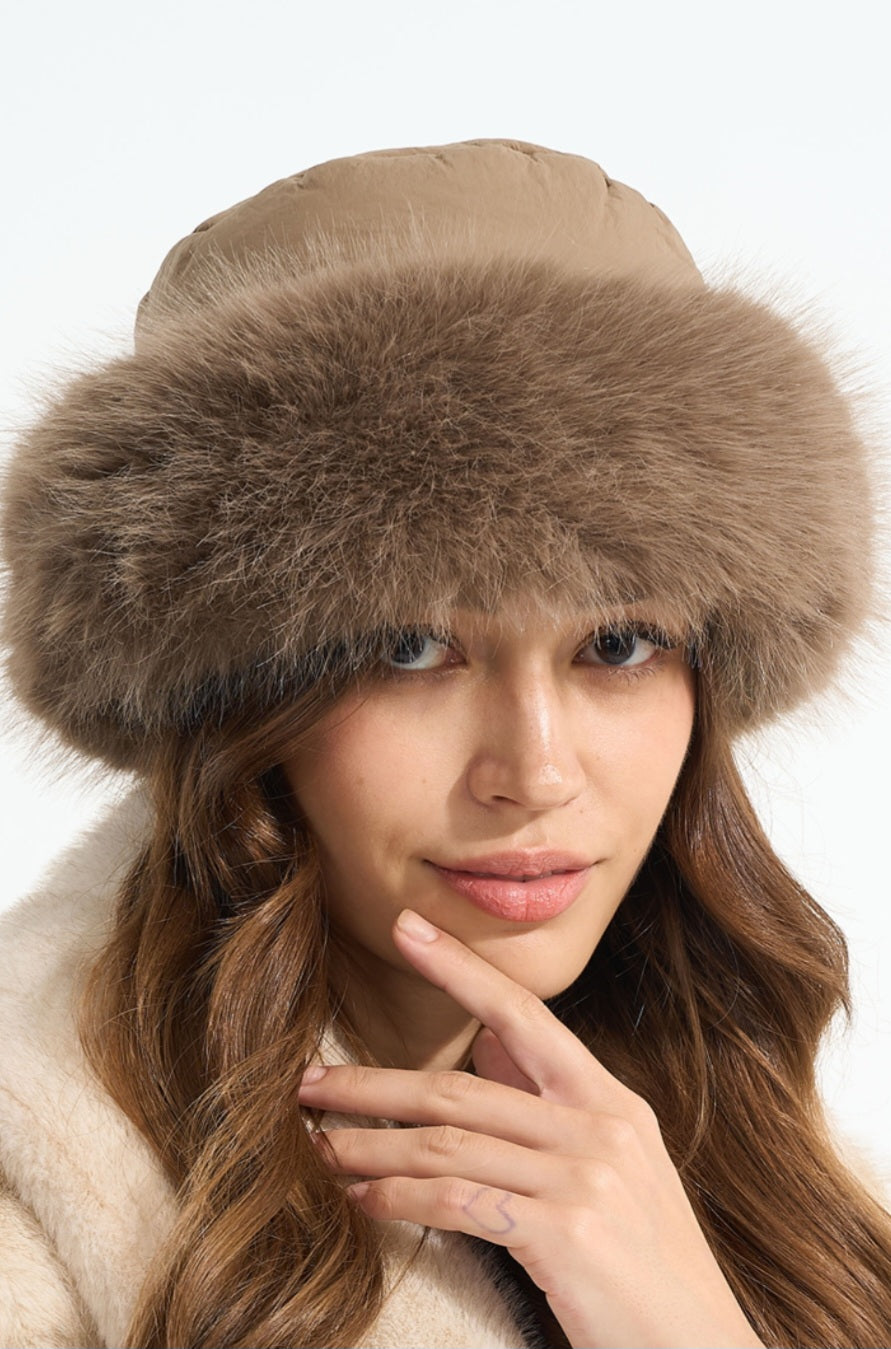 Faux fur trim hat