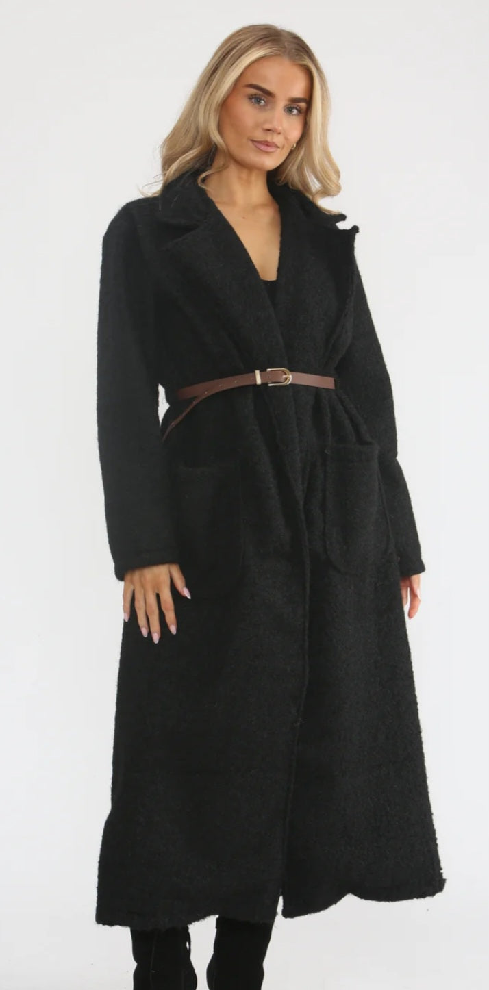 BOUCLE BELTED  COAT