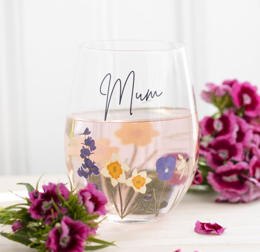 Mum stemless wineglass