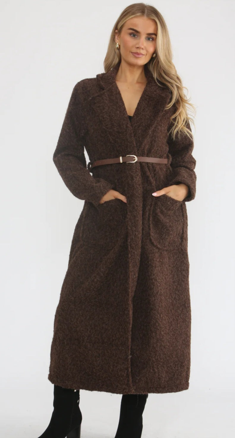 BOUCLE BELTED  COAT